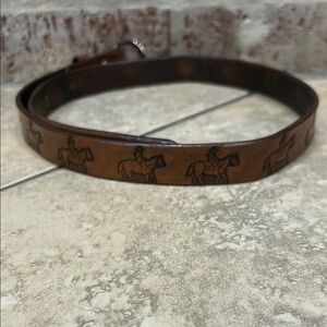 Brown Leather Belt with Horse Design